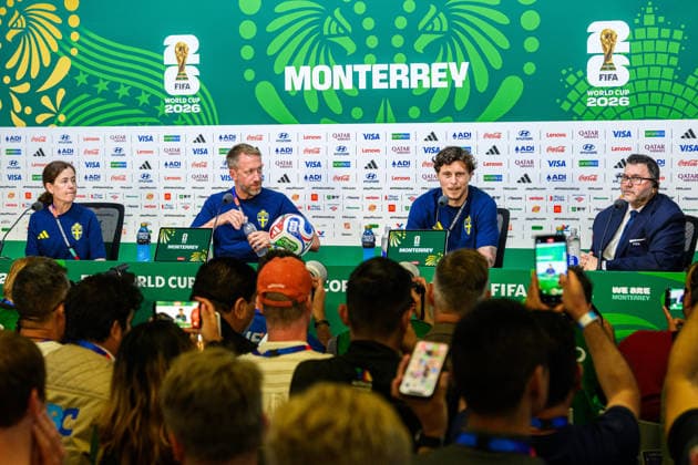 260613 Head coach Graham Potter and Victor Nilsson Lindelöf of the Swedish national football team at a press conference, PK, Pressekonferenz during day 3 of the FIFA World Cup, WM, Weltmeisterschaft, Fussball 2026 on June 13, 2026 in Monterrey. Photo: Petter Arvidson BILDBYRAN kod PA PA1231 fotboll football soccer fotball vm fotbolls-vm fotball-vm fotbolls-vm 2026 fifa world cup 2026 presskonferens press conference sverige sweden sverige a day 3 bbeng