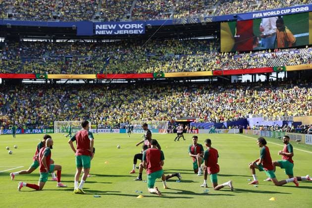 NEW JERSEY - Morocco warm up ahead of the FIFA 2026 World Cup Group C match between Brazil and Morocco at the New Jersey Stadium on June 14, 2026, in New Jersey, United States. MAURICE VAN STEEN ANP FIFA World Cup, WM, Weltmeisterschaft, Fussball 2026 - group C 2026 xVIxANPxSportx xMauricexvanxSteenxIVx 560931740 originalFilename: 560931740.jpg