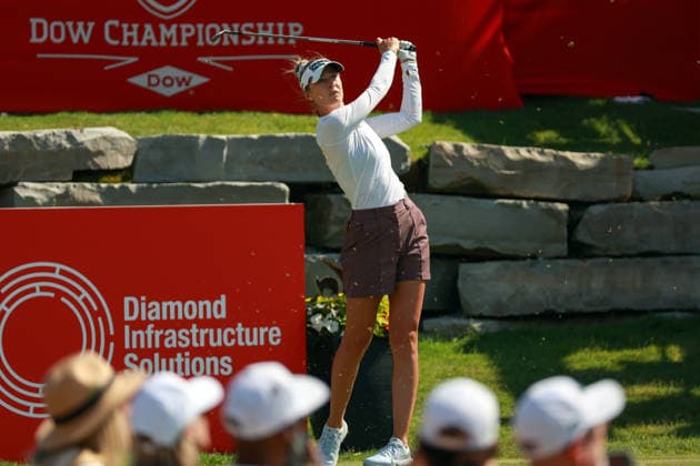 Dow Championship Midland, MI - JUNE 13: Nelly Korda of the United States hits from the 18th tee during the third round of the Dow Championship at Midland Country Club on June 13, 2026 in Midland, Michigan. Midland Michigan United States  Copyright: xAmyxLemusx originalFilename:lemus-dowchamp260613_npQhC.jpg