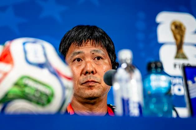 DALLAS - Japan national team, Nationalteam coach Hajime Moriyasu during the 2026 World Cup, Japan press conference, PK, Pressekonferenz and pitch check at AT&T Stadium on June 13, 2026, in Dallas, United States. (Photo by Stefan Koops EYE4IMAGES DeFodi Images) -