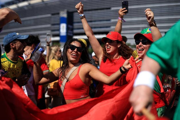Football - FIFA World Cup, WM, Weltmeisterschaft, Fussball - Group C - Brazil v Morocco 13th June 2026 - FIFA World Cup - Group C - Brazil v Morocco - Morocco fans - Photo: Simon Stacpoole Offside. New Jersey USA