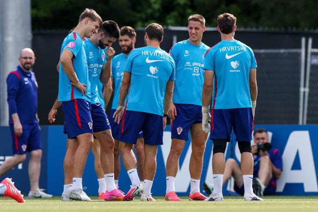 Croatia Training And press conference, PK, Pressekonferenz - FIFA World Cup, WM, Weltmeisterschaft, Fussball 2026 ALEXANDRIA, VIRGINIA - JUNE 13: Luka Vuskovic, Martin Erlic and Mario Pasalic of Croatia during the training session of Croatian national football team at training centre at Episcopal High School on June 13, 2026 in Alexandria, Virginia.  IgorxKralj PIXSELL