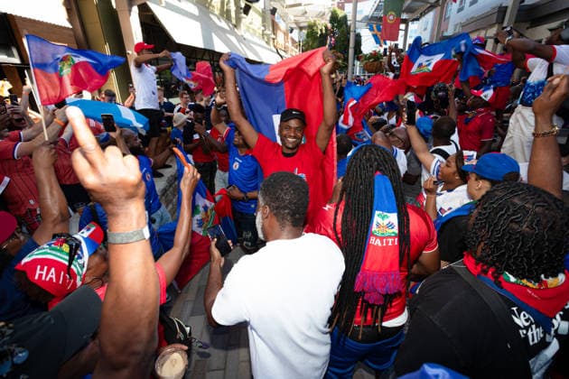 June 13, 2026; Foxborough, Massachusetts, USA; Haiti fans take over part of Patriot Place before a FIFA World Cup, WM, Weltmeisterschaft, Fussball 2026 Group C match between Haiti and Scotland at Boston Stadium. (c) CSM - ZUMAc04_ 20260613_zma_c04_102 Copyright: xBurtxGranofskyx