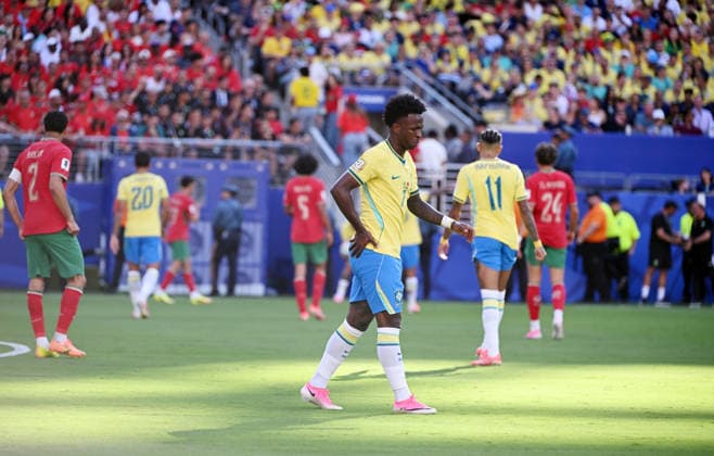Fußball, Herren, FIFA World Cup, WM, Weltmeisterschaft, Fussball 2026 in Mexiko, Kanada und USA, Spiel in New York New Jersey (Gruppe C, 1. Spieltag), Brasilien - Marokko, Vinicius Junior (Brasilien) , 13.06. 2026,