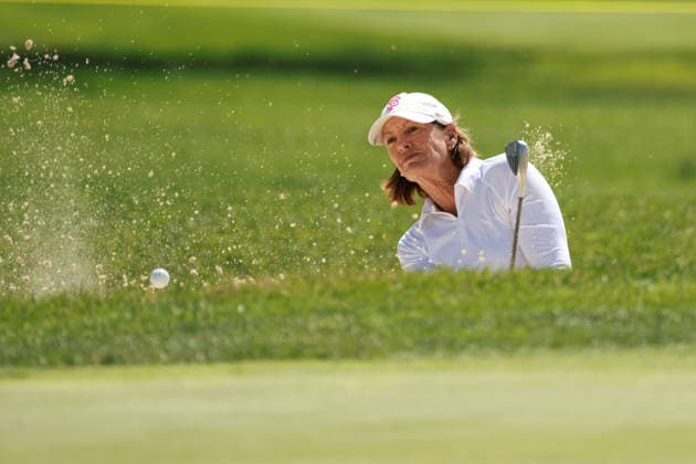 Dow Championship MIDLAND, MICHIGAN - JUNE 13: Juli Inkster of the United States hits out of the bunker toward the 8th green during the third round of the Dow Championship at Midland Country Club in Midland, Michigan, USA on Saturday, June 13, 2026. Midland Michigan United States  Copyright: xJorgexLemusx originalFilename:lemus-dowchamp260613_npDID.jpg