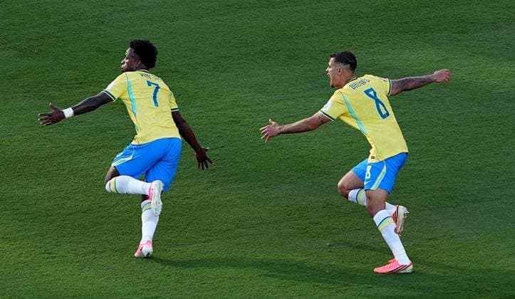 Vinicius Junior of Brazil celebrates scoring a goal to make the score 1-1 Brazil v Morocco, 2026 FIFA World Cup, WM, Weltmeisterschaft, Fussball Group C, Football, New York New Jersey Stadium, East Rutherford, New Jersey, USA - 13 Jun 2026East Rutherford New York New Jersey Stadium New Jersey (NJ) United States of America EDITORIAL USE ONLY No use with unauthorised audio, video, data, fixture lists, club league logos or live services. Online in-match use limited to 120 images, no video emulation. No use in betting, games or single club league player publications.  Copyright: xIsmaelxAdnan Shutterstockx 16924266q
