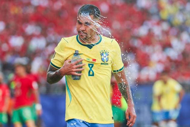 RECORD DATE NOT STATED FIFA World Cup, WM, Weltmeisterschaft, Fussball 2026 - Group C - Brazil v Morocco Bruno Guimaraes player of Brazil during the match between Brazil and Morocco in the first round of Group C of the 2026 FIFA World Cup group stage at New York New Jersey Stadium, on Saturday, June 13, 2026.(Foto: William Volcov Brazil Photo Press IMAGO) Sports East Rutherford NJ United States of America Copyright: xWILLIAMxVOLCOVx