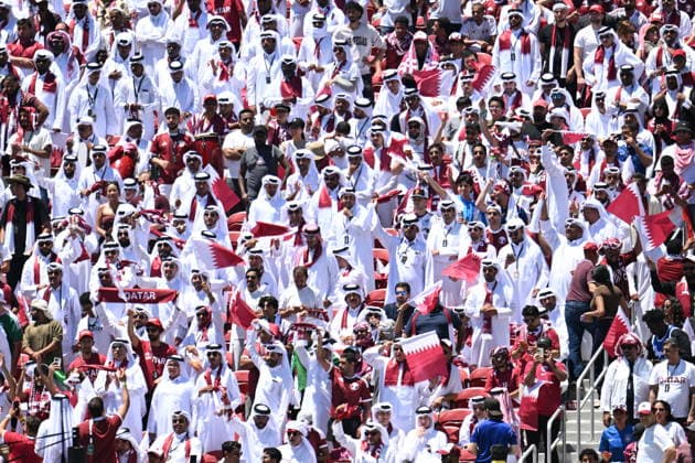Qatar v Switzerland - FIFA World Cup, WM, Weltmeisterschaft, Fussball 2026 - Group B SANTA CLARA, UNITED STATES - JUNE 13: Fans of Qatar are seen during the 2026 FIFA World Cup First Stage Group B match between Qatar and Switzerland at Levi’s Stadium (San Francisco Bay Area Stadium) in Santa Clara, California, United States on June 13, 2026. Tayfun Coskun Anadolu California United States. Editorial use only. Please get in touch for any other usage.  Copyright: x2026xAnadoluxTayfunxCoskunx