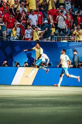 Fußball Herren FIFA Fußball-Weltmeisterschaft 2026 Gruppe C Brasilien vs. Marokko 13.06.2026 Torjubel Vinicius Junior ( 7, Brasilien) East Rutherford New York New Jersey Stadion New Jersey United States of America