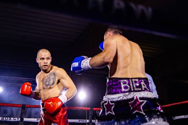 FLENSBURG, GERMANY - JUNE 13: Action inside the ropes during the WBO European Middleweight Title Fight between Ferdinand Pilz (Germany) vs. Flavius Biea (Romania) at Gorzelniaski Halle on June 13, 2026 in Flensburg, Germany. Schleswig-Holstein Germany Copyright: xMarioxM.xKobergx