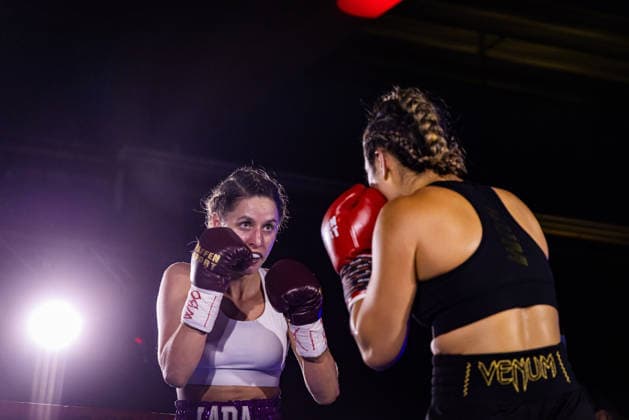 FLENSBURG, GERMANY - JUNE 13: Action inside the ropes during the WBO International Super Feather Title Fight between Lara Ochmann (Germany) vs. Amanda Chan (Singapore) at Gorzelniaski Halle on June 13, 2026 in Flensburg, Germany. Schleswig-Holstein Germany Copyright: xMarioxM.xKobergx
