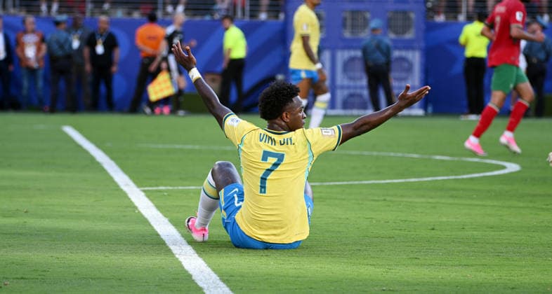 Fußball, Herren, FIFA World Cup, WM, Weltmeisterschaft, Fussball 2026 in Mexiko, Kanada und USA, Spiel in New York New Jersey (Gruppe C, 1. Spieltag), Brasilien - Marokko, Vinicius Junior (Brasilien) , 13.06. 2026,