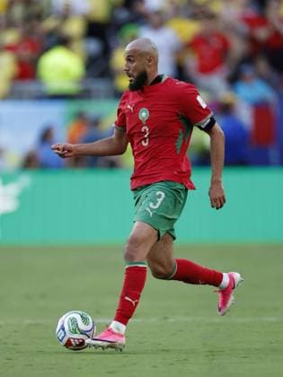 NEW JERSEY - Noussair Mazraoui of Morocco during the FIFA 2026 World Cup Group C match between Brazil and Morocco at the New Jersey Stadium on June 14, 2026, in New Jersey, United States. MAURICE VAN STEEN ANP FIFA World Cup, WM, Weltmeisterschaft, Fussball 2026 - group C 2026 xVIxANPxSportx xMauricexvanxSteenxIVx 560941210 originalFilename: 560941210.jpg