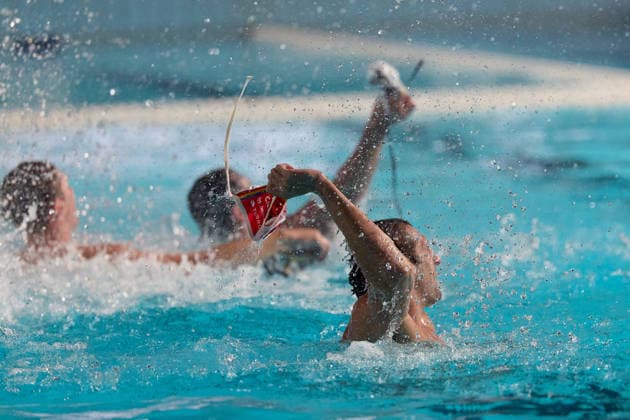 Zodiac CNAB players celebrate after winning the European Aquatics Men™s Water polo, Wasserball Champions League gold‘medal match against Pro Recco at the National Pool, Tal‘Qroqq, Malta, on 13 June 2026. Zodiac CNAB v Pro Recco - Men™s Water Polo Men Champions League 2026 Final; EA_CL_2026_MLT