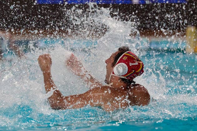 Unai Rubio Aguirre, goalkeeper of Zodiac CNAB reacts in celebration after winning the European Aquatics Men™s Water polo, Wasserball Champions League gold‘medal match against Pro Recco at the National Pool, Tal‘Qroqq, Malta, on 13 June 2026. Zodiac CNAB v Pro Recco - Men™s Water Polo Men Champions League 2026 Final; EA_CL_2026_MLT