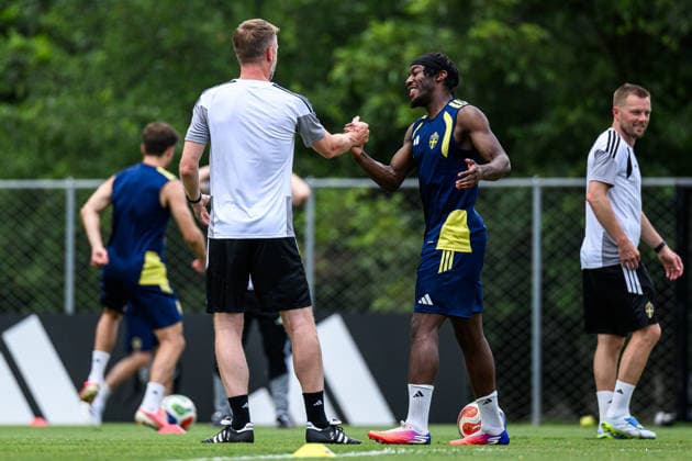 260614 Anthony Elanga of the Swedish national football team at a training session during day 3 of the FIFA World Cup, WM, Weltmeisterschaft, Fussball 2026 on June 14, 2026 in Monterrey. Photo: Joel Marklund BILDBYRAN kod JM PA1232 fotboll football soccer fotball vm fotbolls-vm fotball-vm fotbolls-vm 2026 fifa world cup 2026 träning practice training sverige sweden sverige a day 3 bbeng