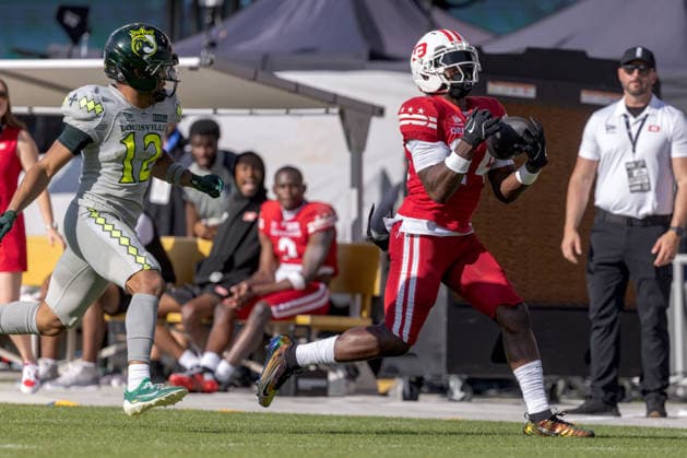 June 13, 2026, Washington, D.C, U.S: DC Defenders wide receiver Cornell Powell (14) grabs a pass, but was called for interference on a long pass play late in the United Bowl UFL Championship game at Audi Field, Washington, D.C. UFL 2026 - United Bowl -Kings 27:20 Defenders  - ZUMAs304 20260613_zaf_s304_017 Copyright: xScottxStuartx