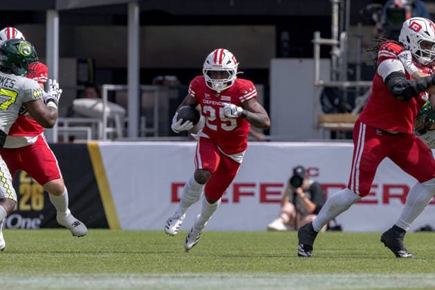 June 13, 2026, Washington, D.C, U.S: DC Defenders running back Deon Jackson (25) carries the ball during the United Bowl UFL Championship game at Audi Field, Washington, D.C. UFL 2026 - United Bowl -Kings 27:20 Defenders  - ZUMAs304 20260613_zaf_s304_024 Copyright: xScottxStuartx