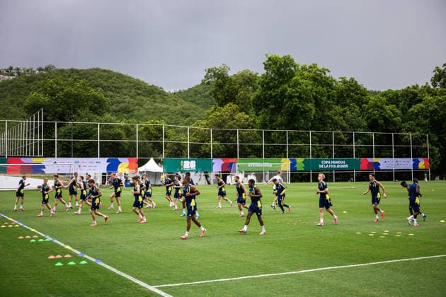 260614 Players of the Swedish national football team at a training session during day 3 of the FIFA World Cup, WM, Weltmeisterschaft, Fussball 2026 on June 14, 2026 in Monterrey. Photo: Petter Arvidson BILDBYRAN kod PA PA1232 fotboll football soccer fotball vm fotbolls-vm fotball-vm fotbolls-vm 2026 fifa world cup 2026 träning practice training sverige sweden sverige a day 3 bbeng