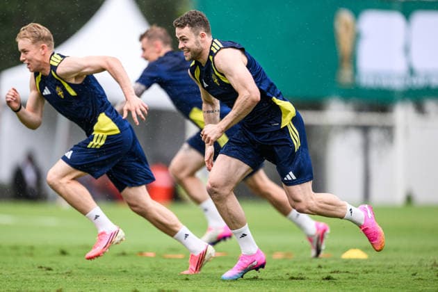 260614 Gabriel Gudmundsson of the Swedish national football team at a training session during day 3 of the FIFA World Cup, WM, Weltmeisterschaft, Fussball 2026 on June 14, 2026 in Monterrey. Photo: Petter Arvidson BILDBYRAN kod PA PA1232 fotboll football soccer fotball vm fotbolls-vm fotball-vm fotbolls-vm 2026 fifa world cup 2026 träning practice training sverige sweden sverige a day 3 bbeng