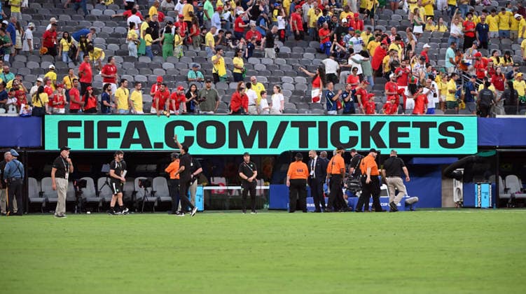 Fußball, Herren, FIFA World Cup, WM, Weltmeisterschaft, Fussball 2026 in Mexiko, Kanada und USA, Spiel in New York New Jersey (Gruppe C, 1. Spieltag), Brasilien - Marokko, Feature Schriftzug FIFA Tickets , 13.06. 2026,