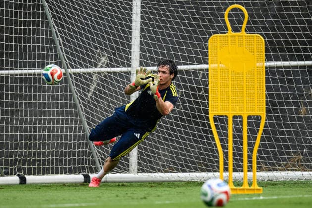 260614 Goalkeeper Jacob Widell Zetterström of the Swedish national football team at a training session during day 3 of the FIFA World Cup, WM, Weltmeisterschaft, Fussball 2026 on June 14, 2026 in Monterrey. Photo: Joel Marklund BILDBYRAN kod JM PA1232 fotboll football soccer fotball vm fotbolls-vm fotball-vm fotbolls-vm 2026 fifa world cup 2026 träning practice training sverige sweden sverige a day 3 bbeng