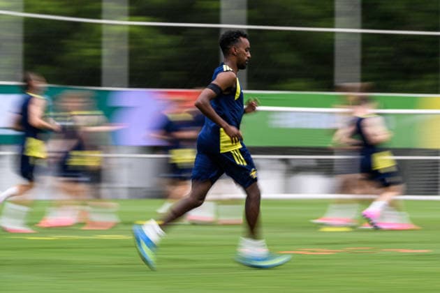 260614 of the Swedish national football team at a training session during day 3 of the FIFA World Cup, WM, Weltmeisterschaft, Fussball 2026 on June 14, 2026 in Monterrey. Photo: Petter Arvidson BILDBYRAN kod PA PA1232 fotboll football soccer fotball vm fotbolls-vm fotball-vm fotbolls-vm 2026 fifa world cup 2026 träning practice training sverige sweden sverige a day 3 bbeng