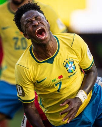 Vinicius Junior of Brazil reacts during a FIFA Men’s World Cup 2026 Group Stage football match between Brazil and Morocco at New York New Jersey Stadium, in East Rutherford on June 13th 2026 (Photo by Ricardo Nogueira SPP)  Copyright: xRicardoxNogueira SPPx Sportspressphoto_SPR165997