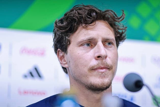 June 13, 2026, Monterrey, Mexico: Victor Lindelof of the Sweden speaks during the press conference, PK, Pressekonferenz of Sweden one day ahead of the FIFA World Cup, WM, Weltmeisterschaft, Fussball 2026 Group F match between Sweden and Tunisia at Monterrey Stadium on June 13, 2026 in Monterrey, Mexico. Photo: DiaEsportivo FIFA World Cup 2026, Press Conference Sweden, Monterrey, Mexico  - ZUMAh208 20260613_zsp_h208_048 Copyright: xHeulerxAndreyx