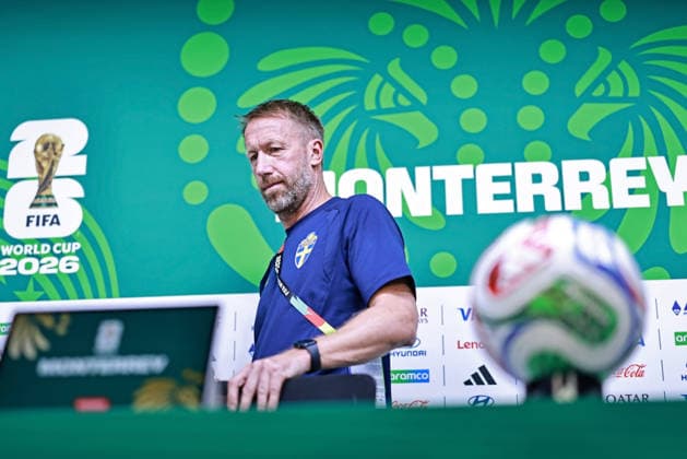 June 13, 2026, Monterrey, Mexico: Graham Potter, head coach of the Sweden speaks during the press conference, PK, Pressekonferenz of Sweden one day ahead of the FIFA World Cup, WM, Weltmeisterschaft, Fussball 2026 Group F match between Sweden and Tunisia at Monterrey Stadium on June 13, 2026 in Monterrey, Mexico. Photo: DiaEsportivo Monterrey Mexico - ZUMAh208 20260613_zsp_h208_045 Copyright: xHeulerxAndreyx