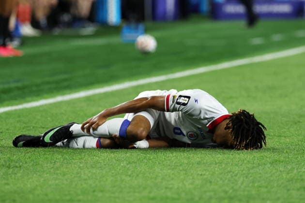 FIFA World Cup, WM, Weltmeisterschaft, Fussball 2026 - Group C - Haiti vs Scotland Martin Experience of Haiti lies on the ground during the FIFA World Cup 2026 group stage match Haiti against Scotland, in Foxborough, Massachusetts, USA, 13 June 2026. BOSTON United States  Copyright: xGREGxM.xCOOPERx