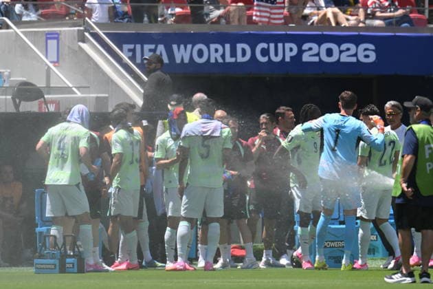 Qatar v Switzerland - FIFA World Cup, WM, Weltmeisterschaft, Fussball 2026 - Group B SANTA CLARA, UNITED STATES - JUNE 13: Players of Switzerland are seen during a hydration break at the 2026 FIFA World Cup First Stage Group B match between Qatar and Switzerland at the San Francisco Bay Area Stadium (Levi’s Stadium) in Santa Clara, California, United States on June 13, 2026. Tayfun Coskun Anadolu California United States. Editorial use only. Please get in touch for any other usage.  Copyright: x2026xAnadoluxTayfunxCoskunx