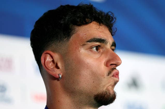 (260614) -- HOUSTON, June 14, 2026 -- Germany s Aleksandar Pavlovic attends a press conference, PK, Pressekonferenz ahead of the group stage match between the Germany and Curacao at the FIFA World Cup, WM, Weltmeisterschaft, Fussball 2026 at the Houston Stadium, Houston, the United States, June 13, 2026. ) (SP)U.S.-HOUSTON-FOOTBALL-FIFA WORLD CUP-PRESS CONFERENCE-GER VS CUW LixMing 