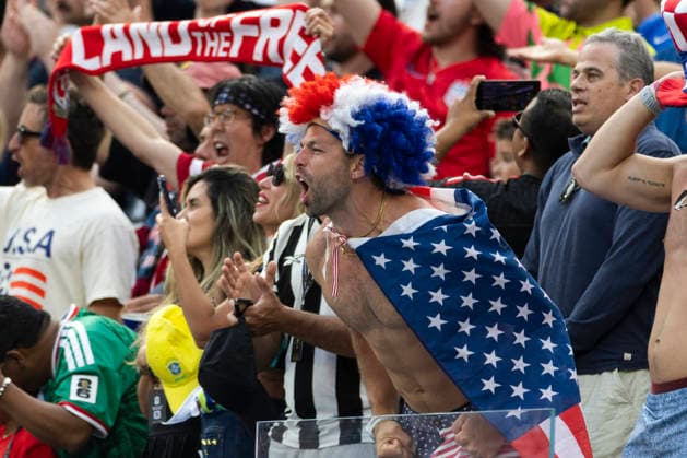 June 12, 2026, Los Angeles, California, United States: Soccer fans react during the FIFA World Cup, WM, Weltmeisterschaft, Fussball Group D soccer match between United States and Paraguay at SoFi Stadium. Final scores; United States 4-1 Paraguay. Los Angeles United States - ZUMAs197 20260612_aaa_s197_636 Copyright: xRingoxChiux