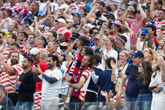 June 12, 2026, Los Angeles, California, United States: Soccer fans react during the FIFA World Cup, WM, Weltmeisterschaft, Fussball Group D soccer match between United States and Paraguay at SoFi Stadium. Final scores; United States 4-1 Paraguay. Los Angeles United States - ZUMAs197 20260612_aaa_s197_637 Copyright: xRingoxChiux