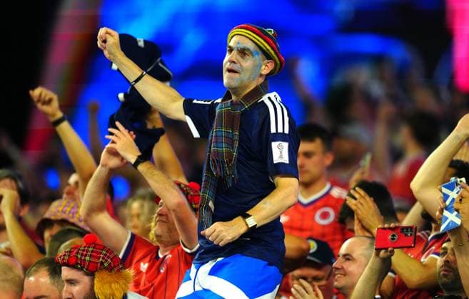 Scotland fans celebrate at full time Haiti v Scotland, 2026 FIFA World Cup, WM, Weltmeisterschaft, Fussball Group C, Football, Boston Stadium, Foxborough, Massachusetts, USA - 13 Jun 2026Foxborough Boston Stadium Massachusetts (MA) United States of America EDITORIAL USE ONLY No use with unauthorised audio, video, data, fixture lists, club league logos or live services. Online in-match use limited to 120 images, no video emulation. No use in betting, games or single club league player publications.  Copyright: xJavierxGarcia Shutterstockx 16924166cz