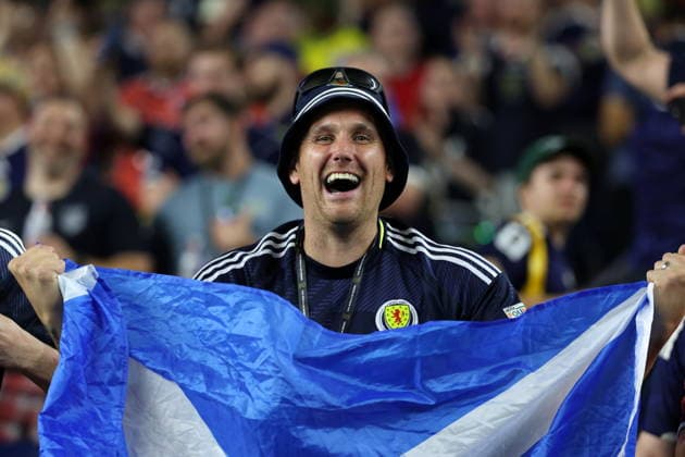 FIFA World Cup, WM, Weltmeisterschaft, Fussball 2026 - Group C - Haiti vs Scotland A supporter of Scotland celebrates winning the FIFA World Cup 2026 group stage match Haiti against Scotland, in Foxborough, Massachusetts, USA, 13 June 2026. BOSTON United States  Copyright: xGREGxM.xCOOPERx
