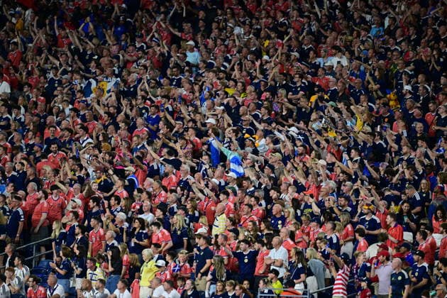 Haiti v Scotland - FIFA World Cup, WM, Weltmeisterschaft, Fussball 2026 - Group C FOXBOROUGH, UNITED STATES - JUNE 13: Fans of Scotland cheer after 2026 FIFA World Cup First Stage Group C match between Haiti and Scotland at Gillette Stadium (Boston Stadium) in Foxborough, Massachusetts, United States on June 13, 2026. Abdulhamid Hosbas Anadolu Massachusetts United States. Editorial use only. Please get in touch for any other usage.  Copyright: x2026xAnadoluxAbdulhamidxHosbasx