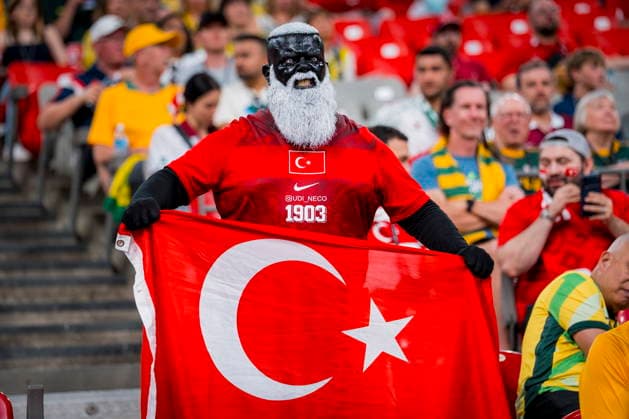 FIFA World Cup, WM, Weltmeisterschaft, Fussball 2026 - Group D - Australia vs Turkey A fan cheers ahead of the FIFA World Cup 2026 group stage soccer match Australia against Turkey, in Vancouver, Canada, 13 June 2026. VANCOUVER Canada  Copyright: xBOBxFRIDx