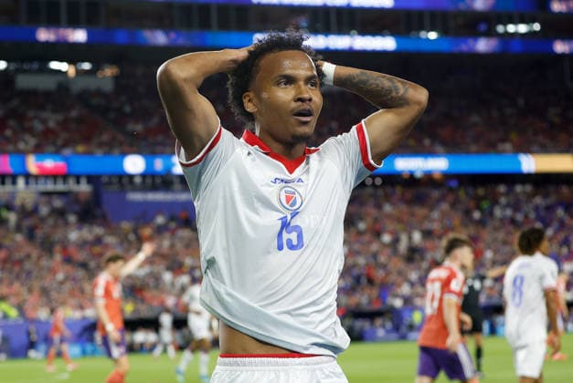 FOXBOROUGH, MA - JUNE 13: Ruben Providence 15 of Haiti reacts during the FIFA World Cup, WM, Weltmeisterschaft, Fussball 2026 Group C match between Haiti and Scotland on June 13, 2026, at Boston Stadium in Foxborough, MA. (Photo by M. Anthony Nesmith Icon Sportswire) SOCCER: JUN 13 FIFA World Cup 26 Group C - Haiti vs Scotland EDITORIAL USE ONLY Icon26061316