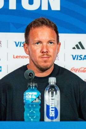 FIFA Fussball Weltmeisterschaft 2026, Pressekonferenz vor dem Spiel Deutschland vs. Curacao mit Trainer Julian Nagelsmann und Aleksandar Pavlovic am 13.06.2026 im NRG Stadium in Houston, Texas