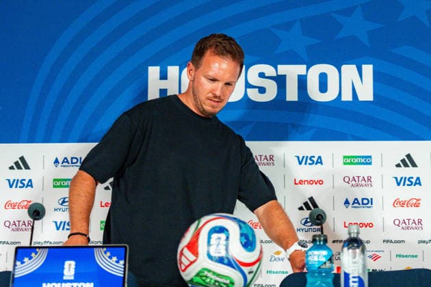 FIFA Fussball Weltmeisterschaft 2026, Pressekonferenz vor dem Spiel Deutschland vs. Curacao mit Trainer Julian Nagelsmann und Aleksandar Pavlovic am 13.06.2026 im NRG Stadium in Houston, Texas