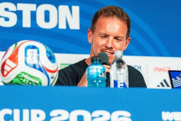 FIFA Fussball Weltmeisterschaft 2026, Pressekonferenz vor dem Spiel Deutschland vs. Curacao mit Trainer Julian Nagelsmann und Aleksandar Pavlovic am 13.06.2026 im NRG Stadium in Houston, Texas