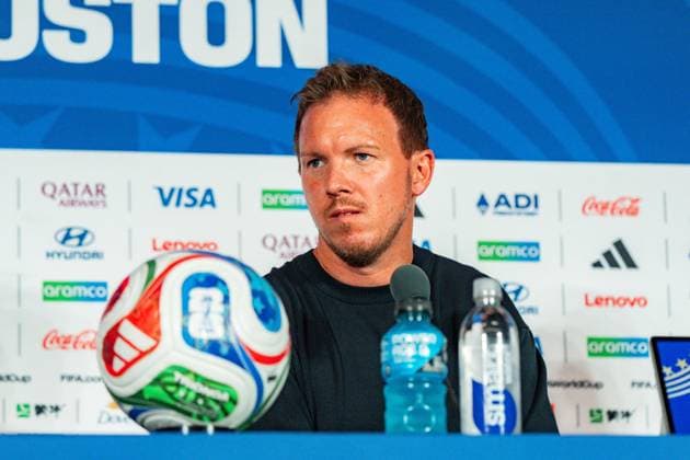 FIFA Fussball Weltmeisterschaft 2026, Pressekonferenz vor dem Spiel Deutschland vs. Curacao mit Trainer Julian Nagelsmann und Aleksandar Pavlovic am 13.06.2026 im NRG Stadium in Houston, Texas
