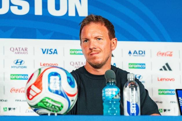 FIFA Fussball Weltmeisterschaft 2026, Pressekonferenz vor dem Spiel Deutschland vs. Curacao mit Trainer Julian Nagelsmann und Aleksandar Pavlovic am 13.06.2026 im NRG Stadium in Houston, Texas