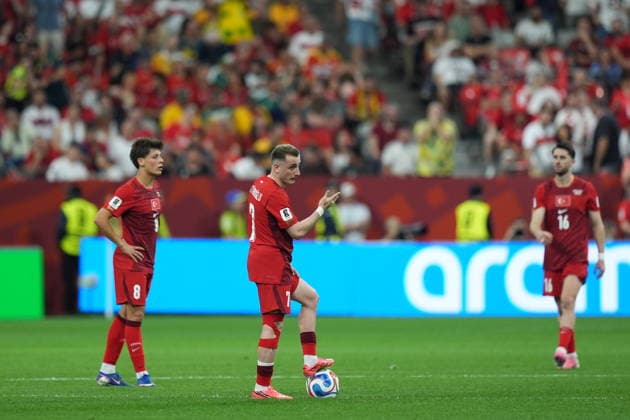 Australia v Turkiye - FIFA World Cup, WM, Weltmeisterschaft, Fussball 2026 - Group D VANCOUVER, CANADA - JUNE 13: Kerem Akturkoglu and Arda Guler of Turkiye react after conceding a goal during the 2026 FIFA World Cup First Stage Group D match between Australia and Turkiye at BC Place Stadium in Vancouver, Canada on June 13, 2026. Ercin Erturk Anadolu British Columbia Canada. Editorial use only. Please get in touch for any other usage.  Copyright: x2026xAnadoluxErcinxErturkx