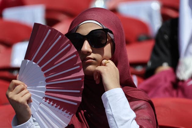 A female fan attends the game at the Group B match between Qatar and Switzerland at the 2026 FIFA World Cup, WM, Weltmeisterschaft, Fussball at Levi s Stadium in Santa Clara, United States, 13 June 2026. FIFA World Cup 2026 - Group B - Qatar vs Switzerland ACHTUNG: NUR REDAKTIONELLE NUTZUNG  Copyright: xMiguelxGuitierrezx GR6144 20260613-55020588830_1 FIFA World Cup 2026 - Group B - Qatar vs Switzerland !ACHTUNG: NUR REDAKTIONELLE NUTZUNG!  Copyright: xIMAGO MiguelxGuitierrezx imago images 0859051156 0859051156st