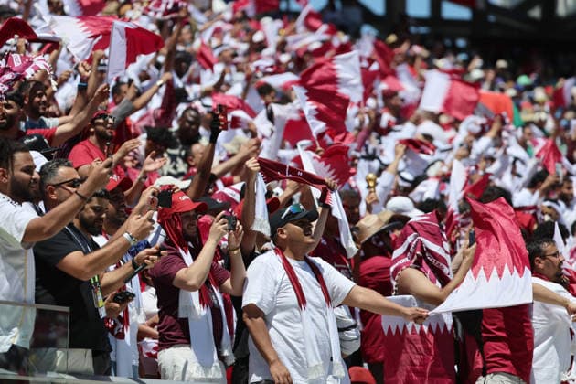 Qatari players celebrate during a Group B match of the 2026 FIFA World Cup, WM, Weltmeisterschaft, Fussball between Qatar and Switzerland at Levi s Stadium in Santa Clara, USA, 13 June 2026. FIFA World Cup 2026 - Group B - Qatar vs Switzerland !ACHTUNG: NUR REDAKTIONELLE NUTZUNG!  Copyright: xMiguelxGuitierrezx GR6193 0859061419st