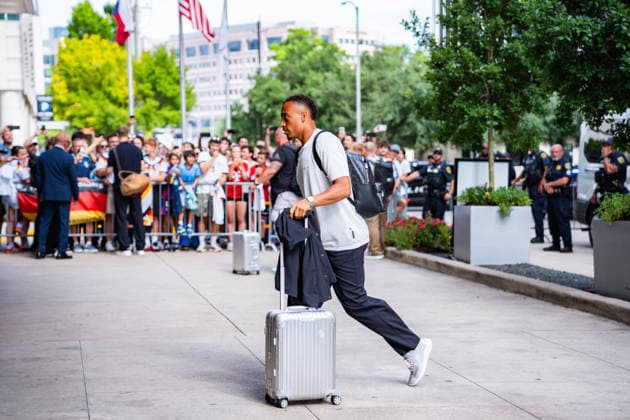 FIFA Fussball Weltmeisterschaft 2026, Ankunft der deutschen Nationalmannschaft DFB am Teamhotel (Inter Continental) am 13.06.2026 in Houston, Texas Jamie Leweling