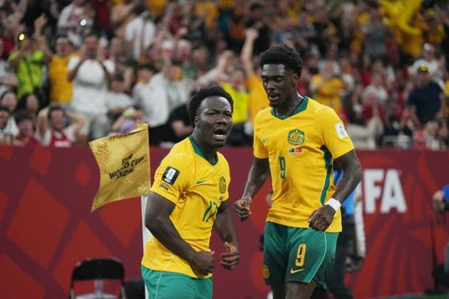 June 13, 2026, Vancouver, Bc, CANADA: Australia s Nestory Irankunda (17) and Australia s Mohamed Toure (9) celebrate a goal against Turkey during the first half of a World Cup Group D soccer match, in Vancouver, on Saturday, June 13, 2026. Canada News - June 13, 2026  - ZUMAc35_ 20260613_zaf_c35_193 Copyright: xDarrylxDyckx